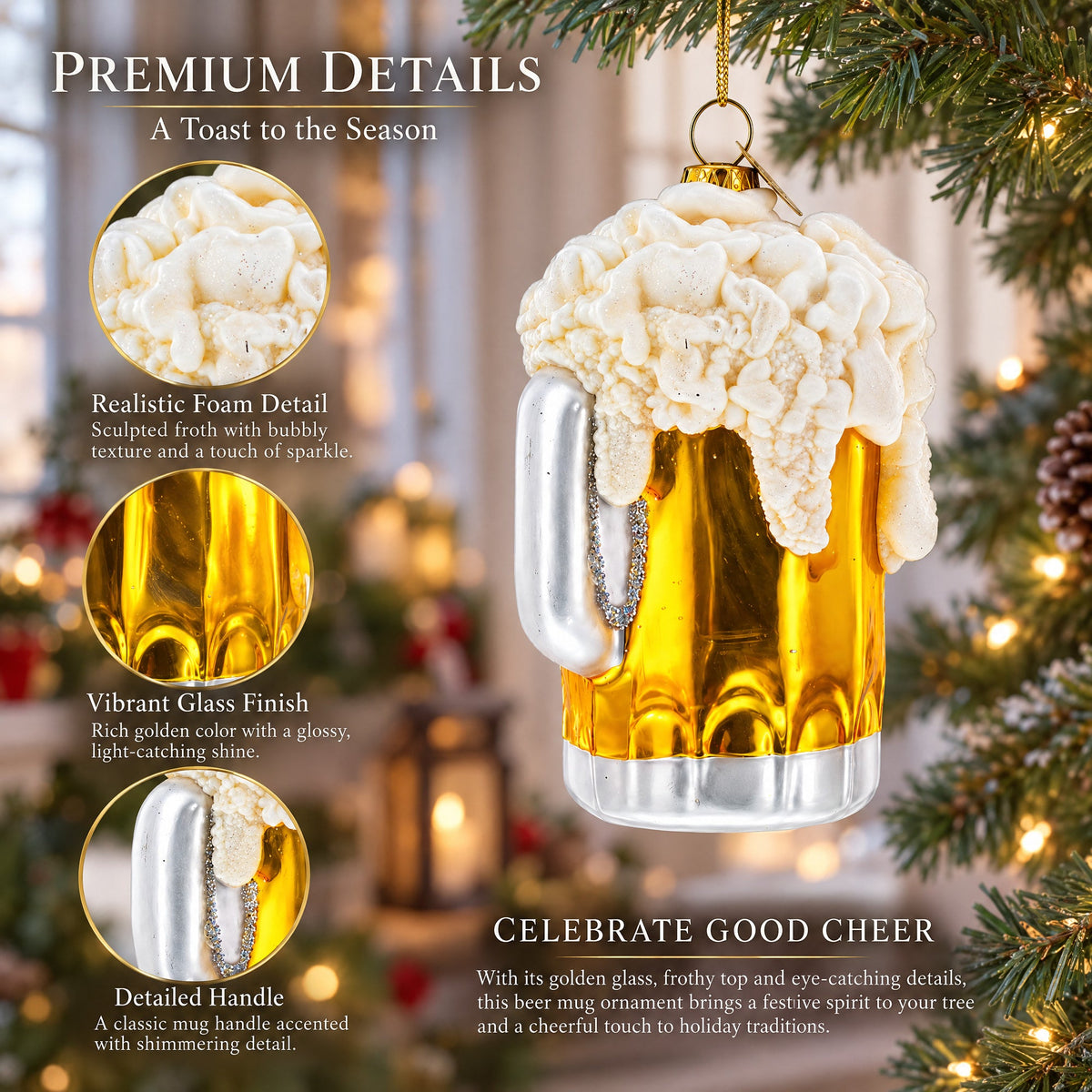 Beer Mug Glass Christmas Ornament