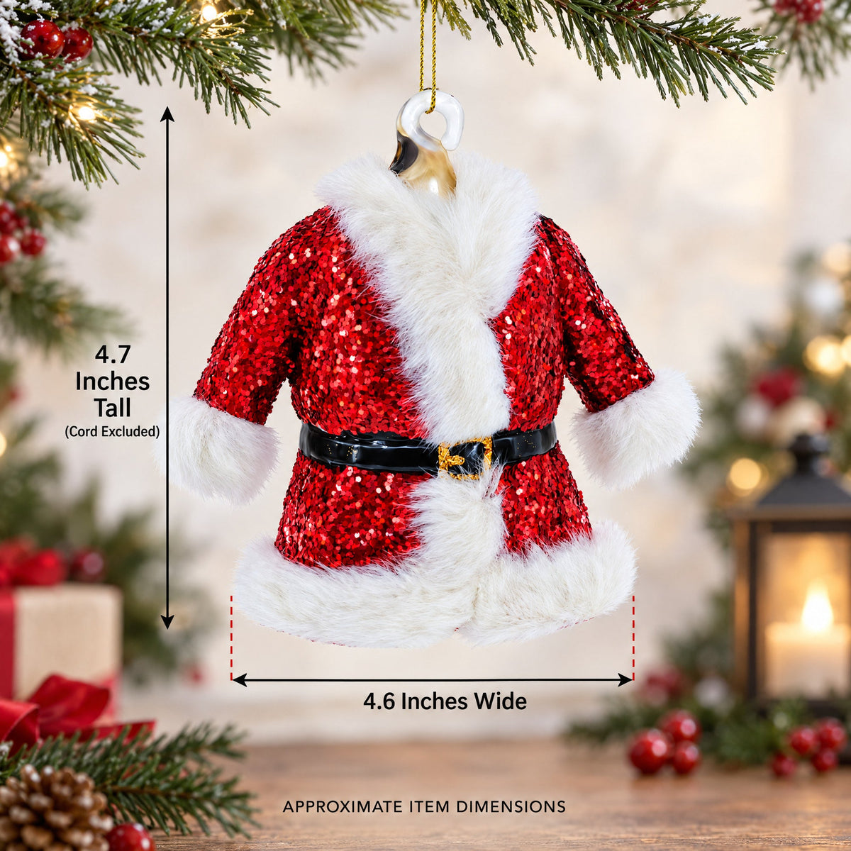 Santa’s Red Coat Glass Christmas Ornament