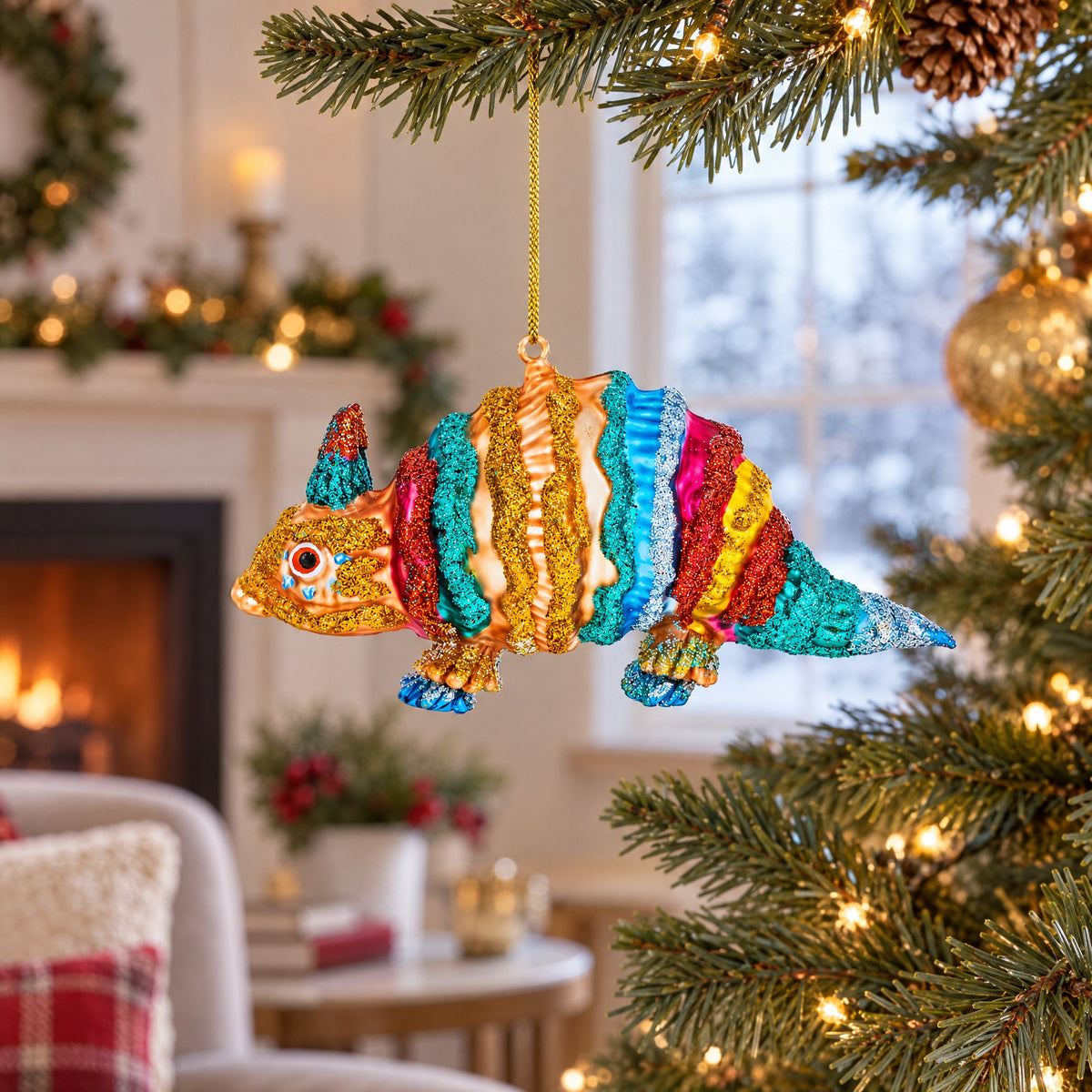 Armadillo Glass Christmas Ornament