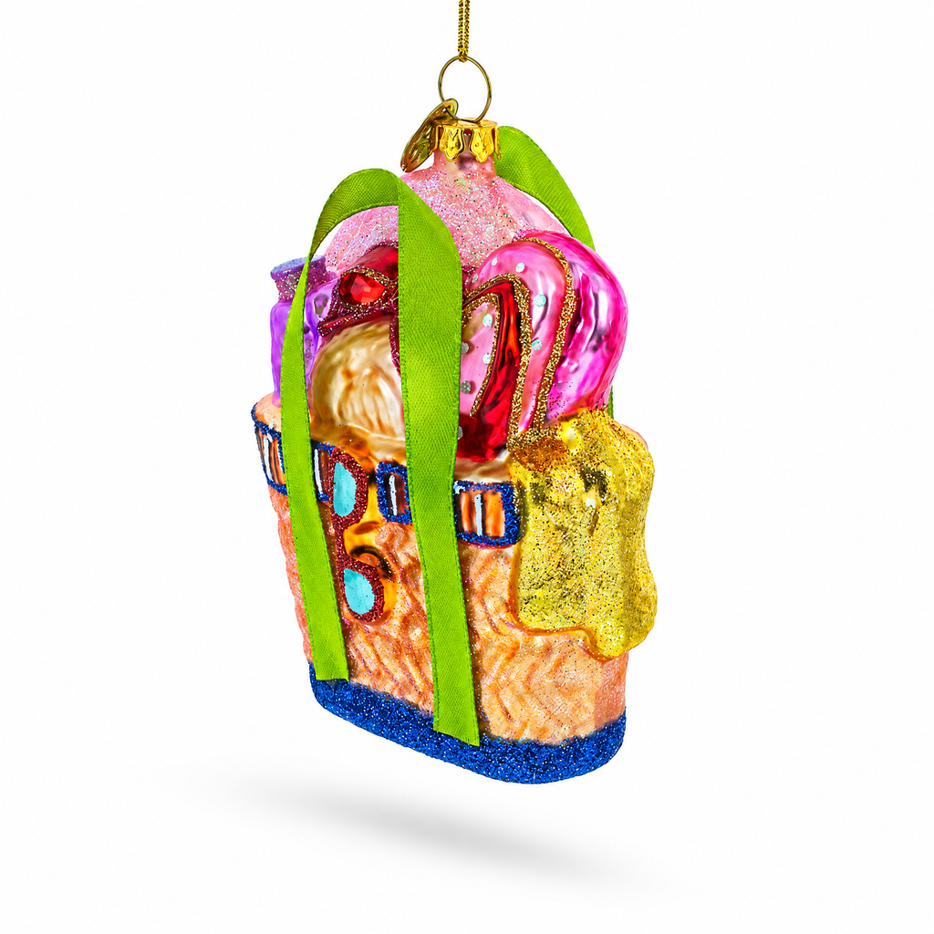 Beach Season Bag Glass Christmas Ornament