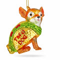 Chihuahua Taco Dog Glass Christmas Ornament