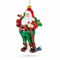 Lumberjack Santa Glass Christmas Ornament