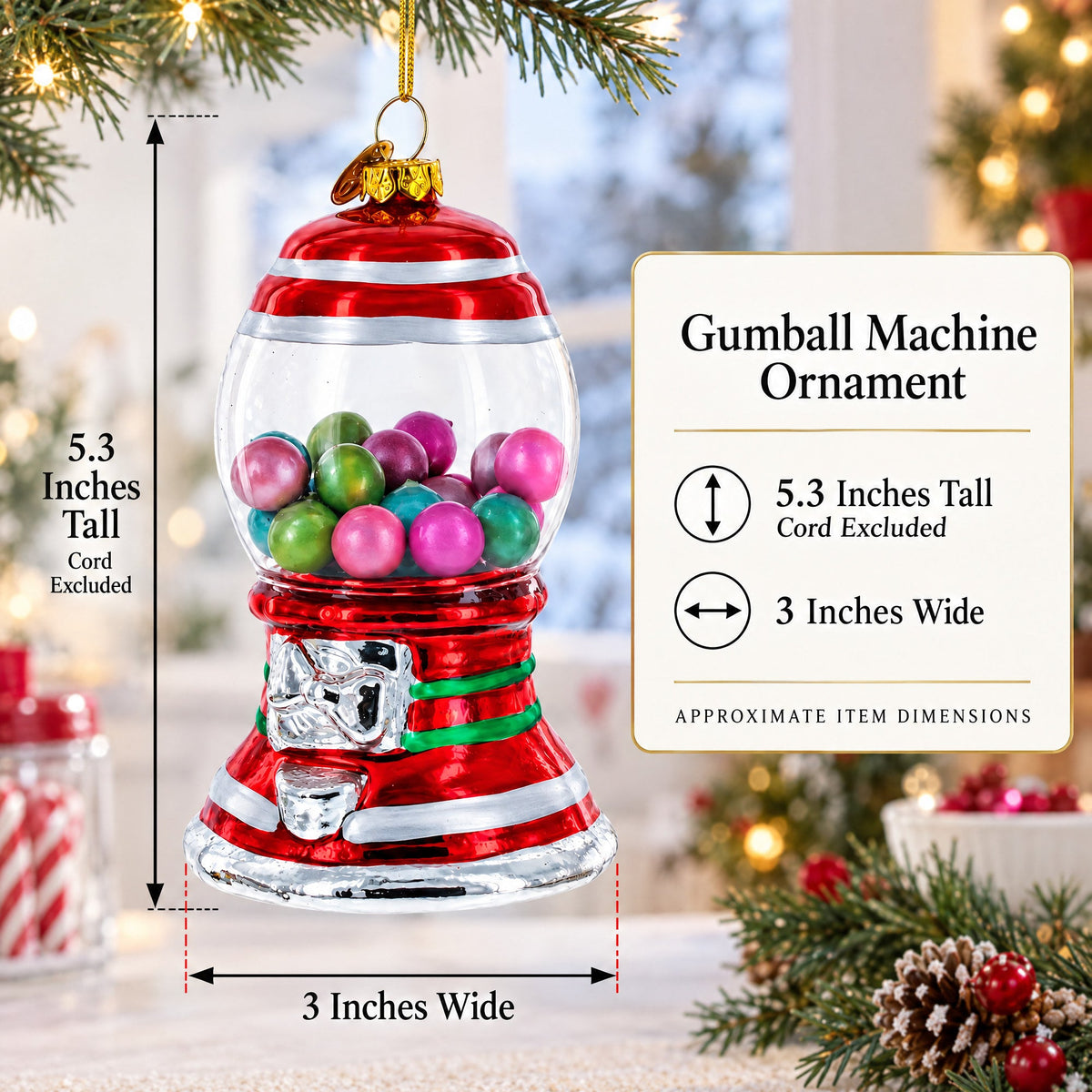 Gumball Machine Glass Christmas Ornament