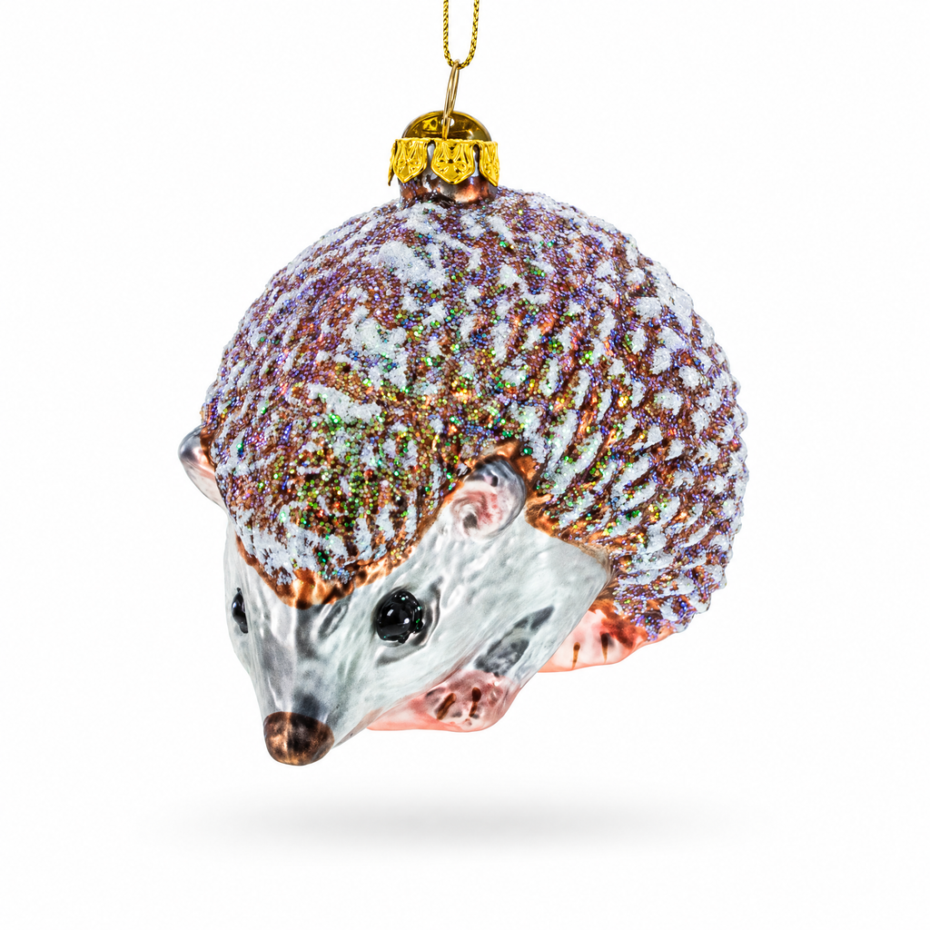 Sparkling Hedgehog Glass Christmas Ornament