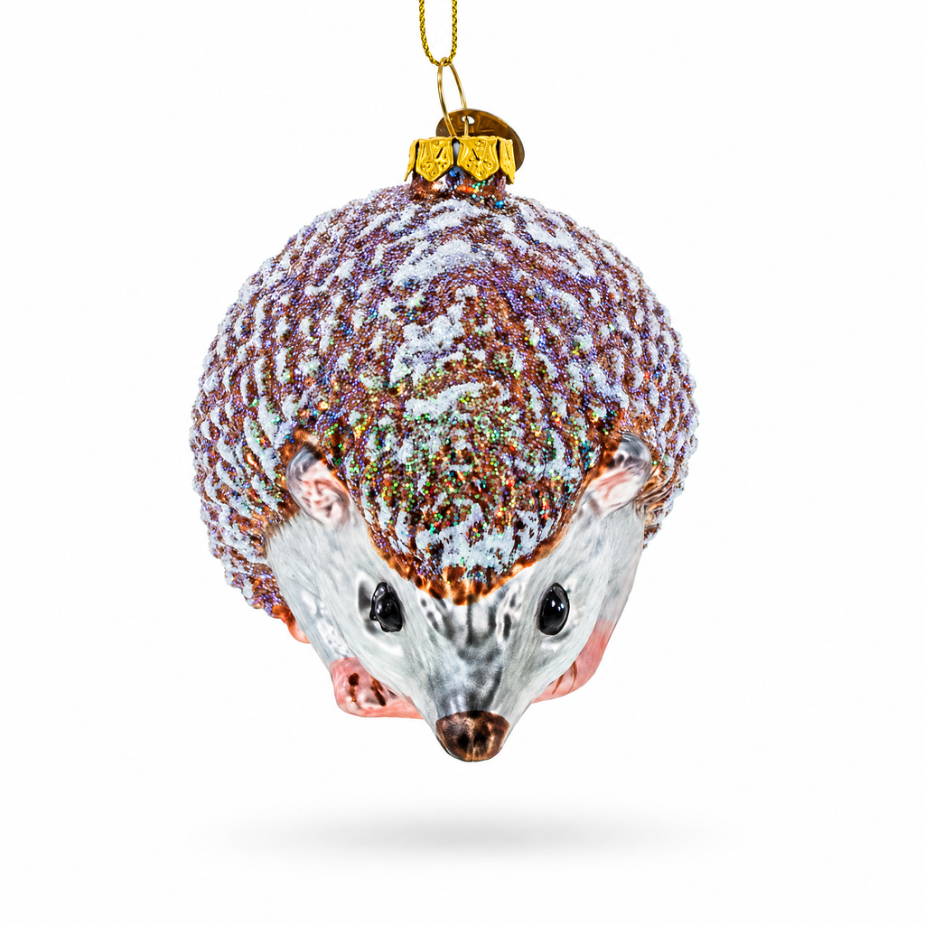 Sparkling Hedgehog Glass Christmas Ornament