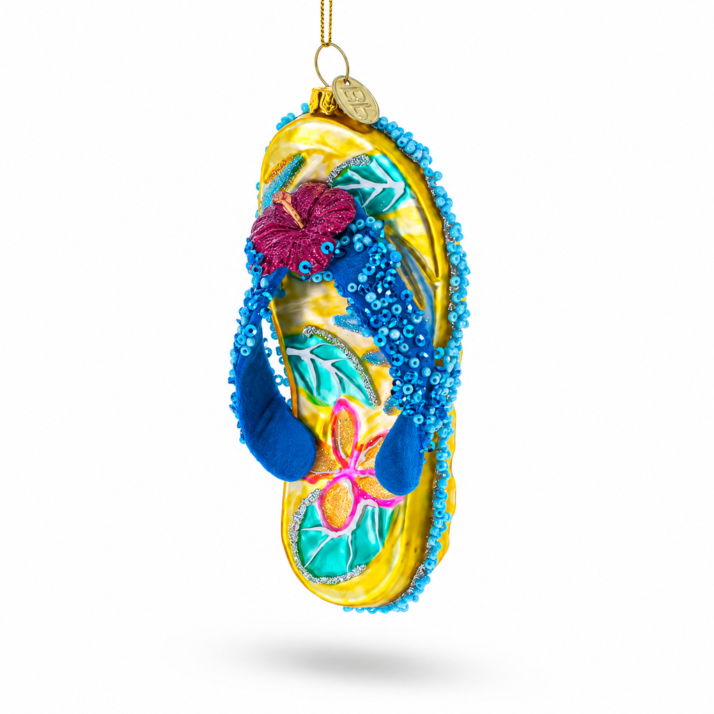 Beaded Flip Flops Glass Christmas Ornament