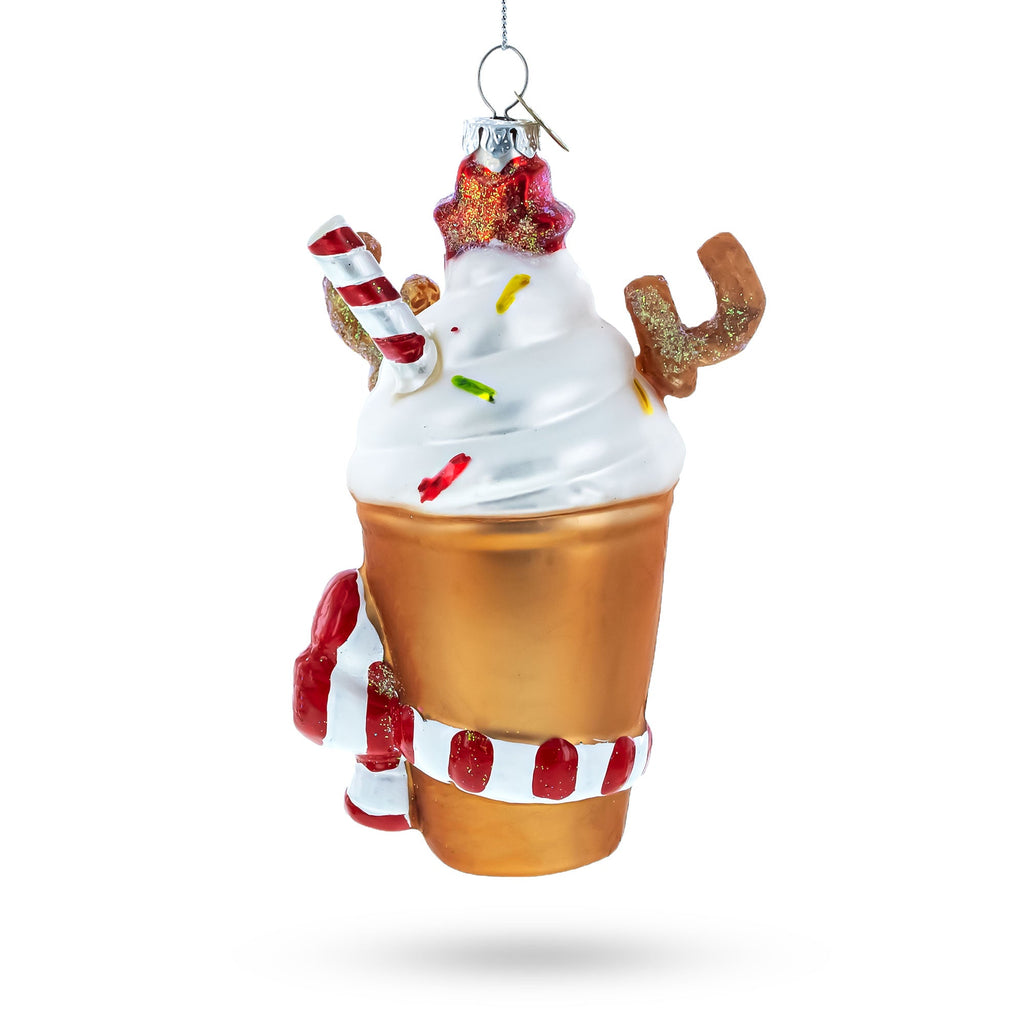 Reindeer Milkshake Glass Christmas Ornament