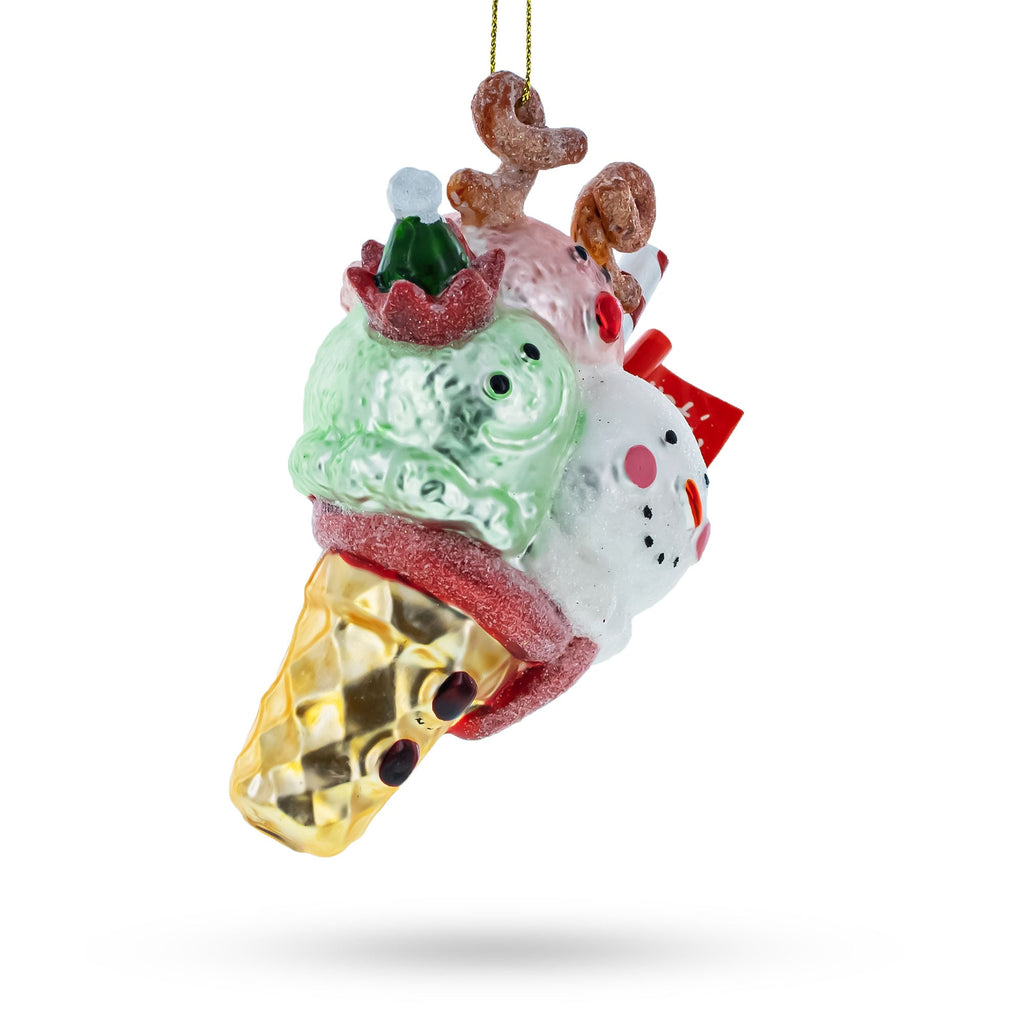 Holiday Ice Cream Glass Christmas Ornament