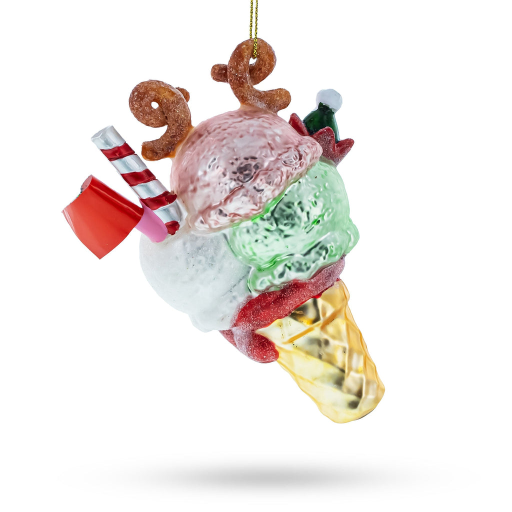 Holiday Ice Cream Glass Christmas Ornament