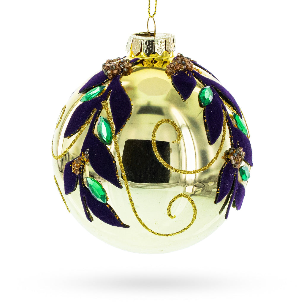 Jeweled Golden Ball Glass Christmas Ornament