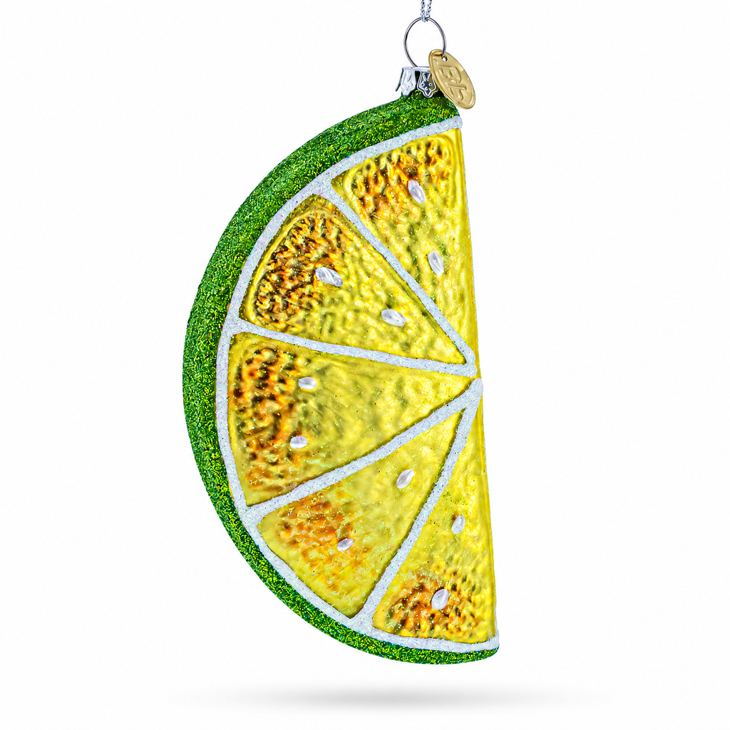 Slice of Lime Glass Christmas Ornament