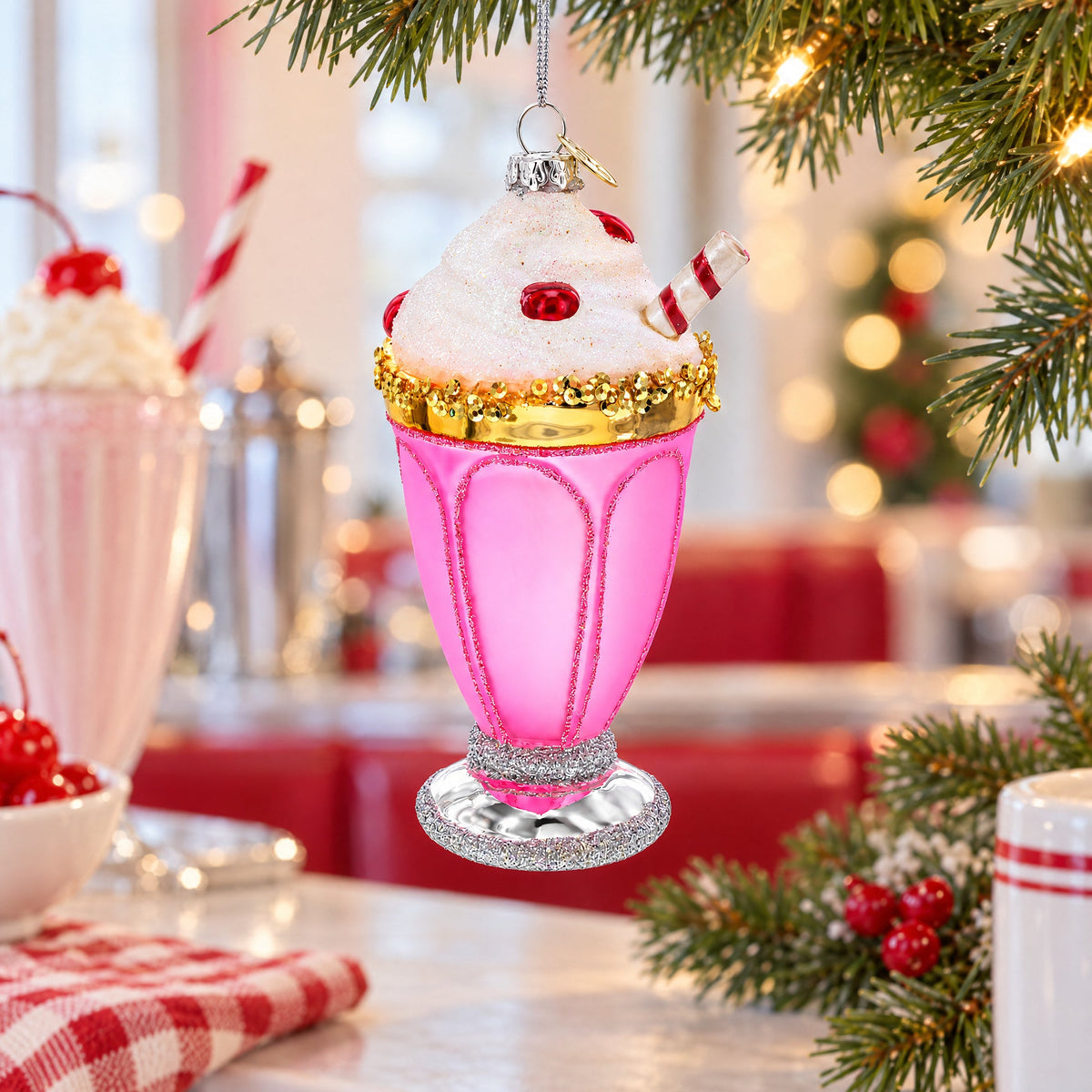 Pink Glass Shake Glass Christmas Ornament