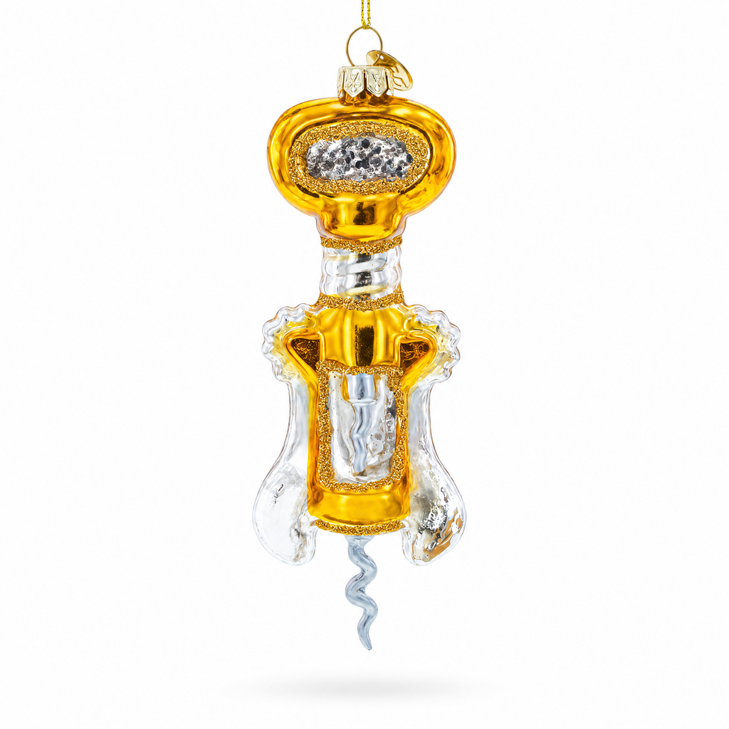 Gold and Silver Corkscrew Glass Christmas Ornament