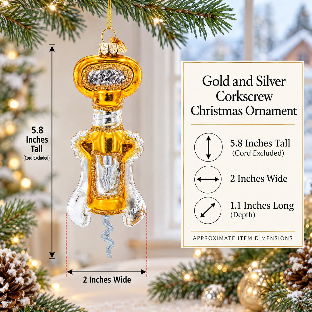 Gold and Silver Corkscrew Glass Christmas Ornament