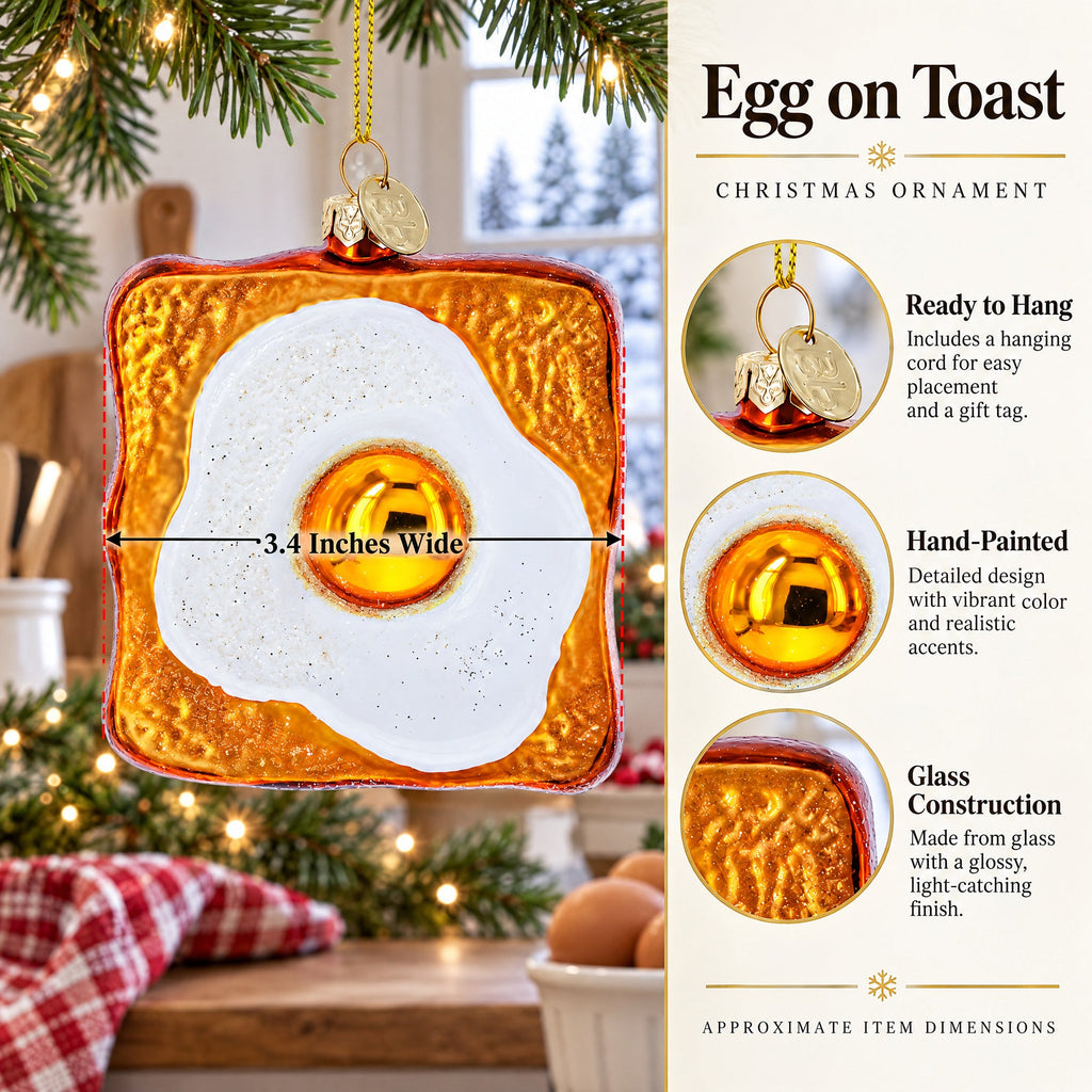 Egg on Toast Glass Christmas Ornament