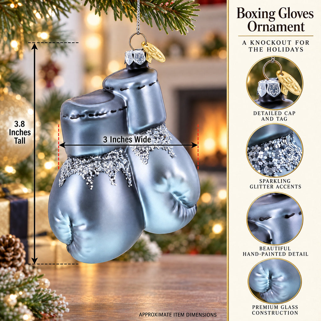 Boxing Gloves Glass Christmas Ornament