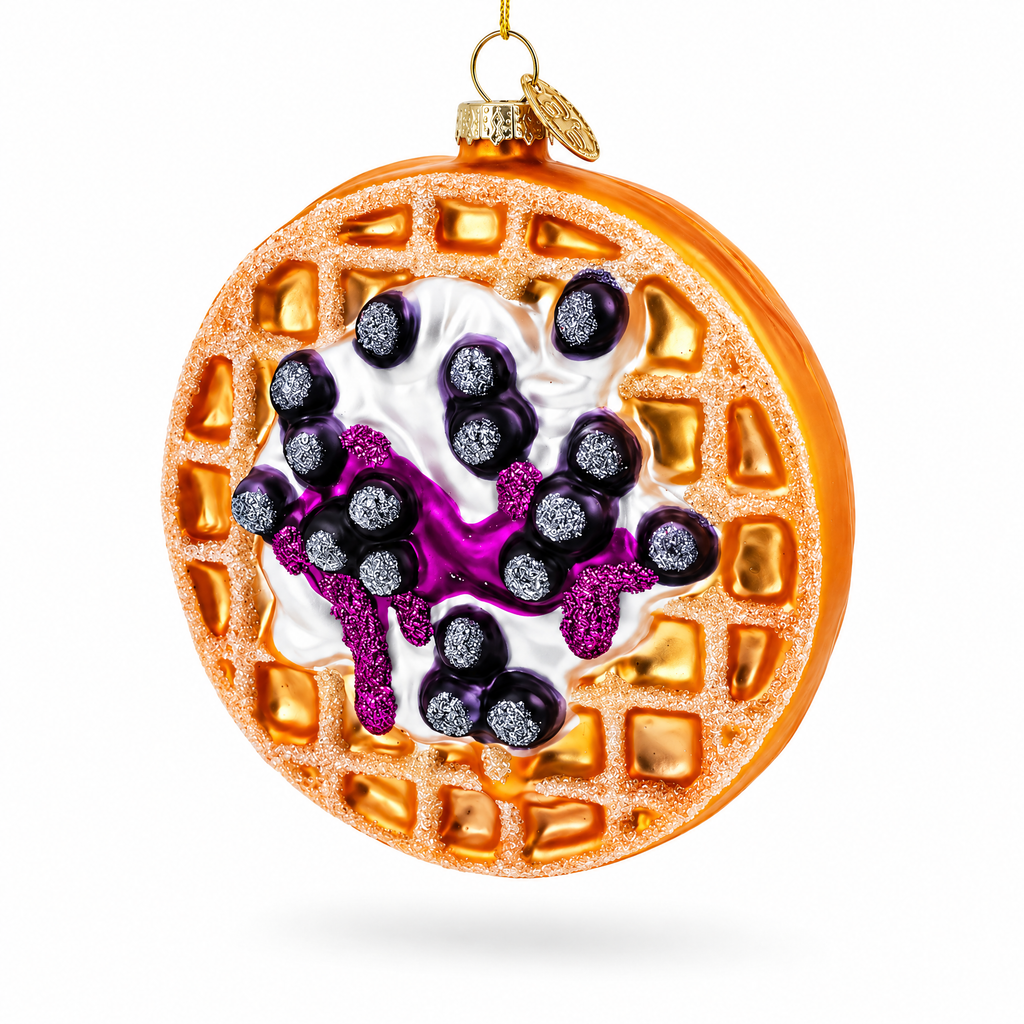 Blueberry Waffle Glass Christmas Ornament