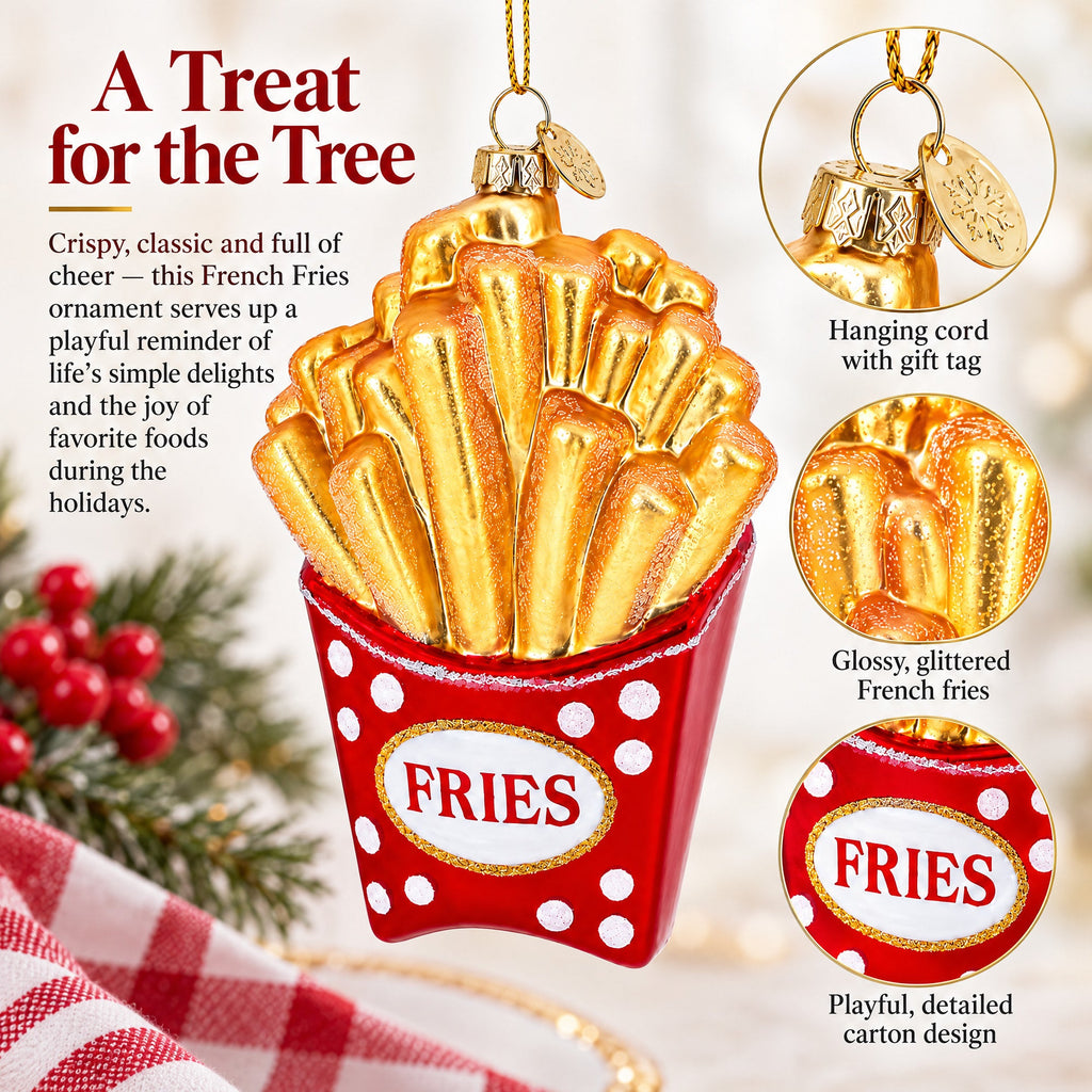 French Fries Glass Christmas Ornament