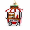 Hot Dog Cart Glass Christmas Ornament