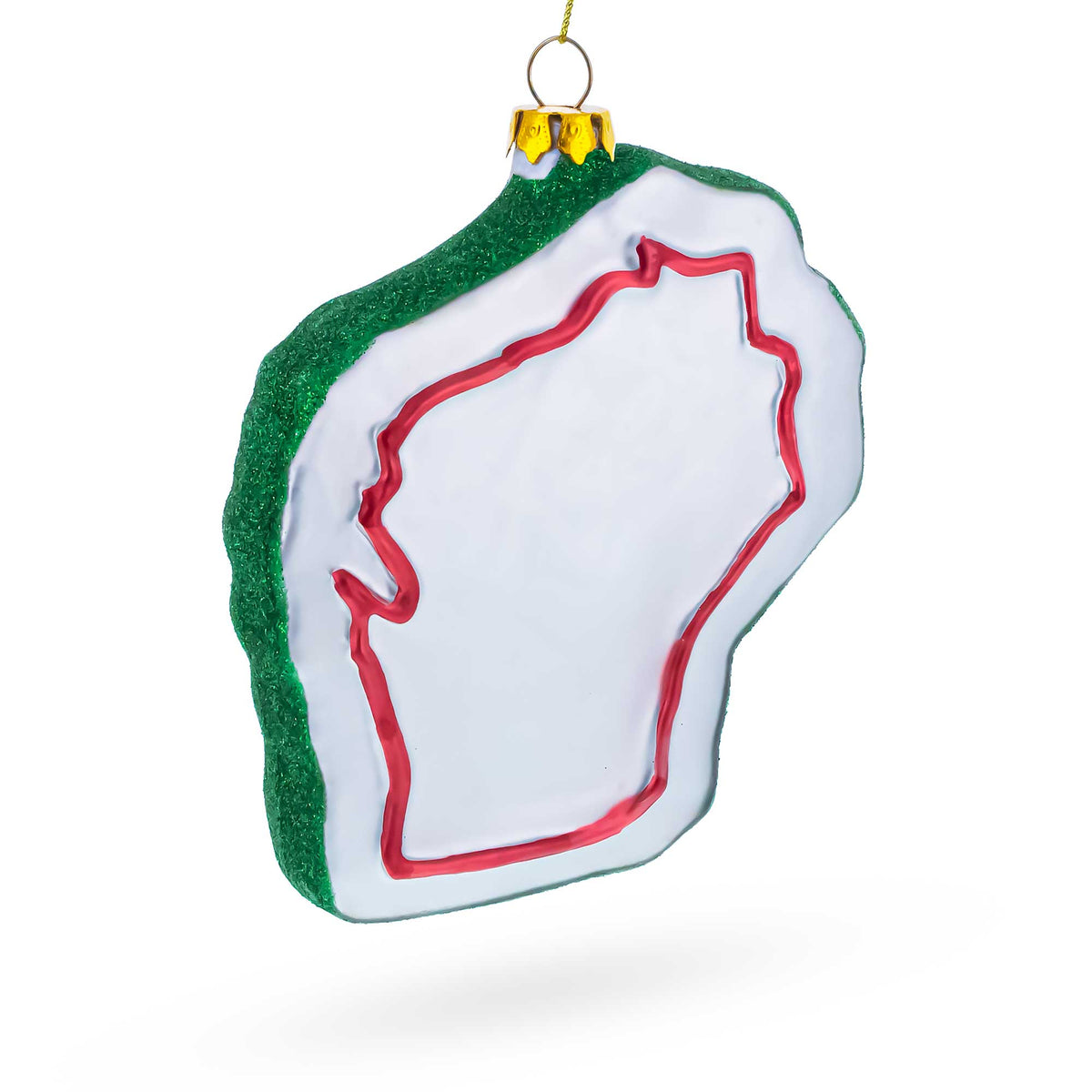 Wisconsin State Map with Icons Glass Christmas Ornament