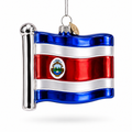 Waving Flag of Costa Rica Glass Christmas Ornament