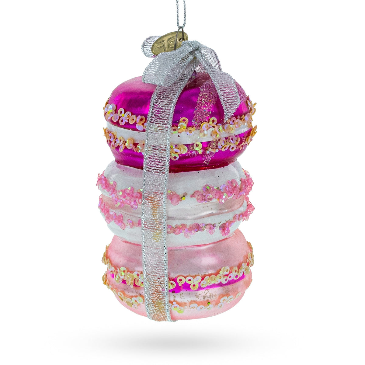 Gift Wrapped Macarons Glass Christmas Ornament
