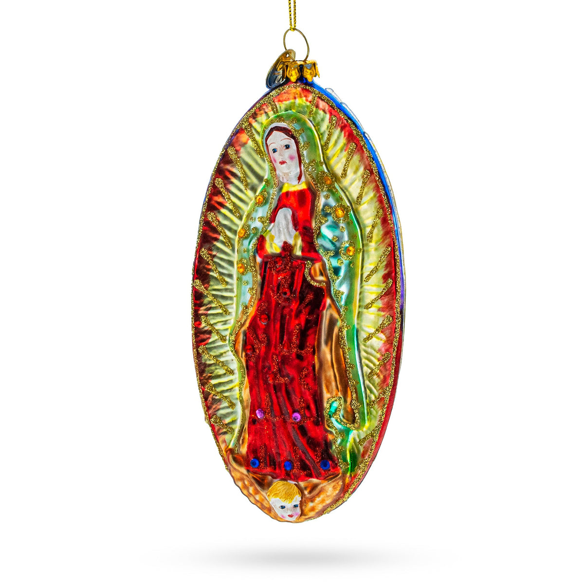 Blessed Virgin Mary Glass Christmas Ornament