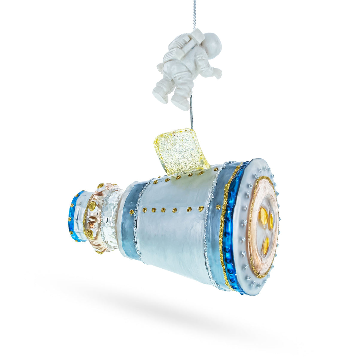 Astronaut in Outer Space Glass Christmas Ornament