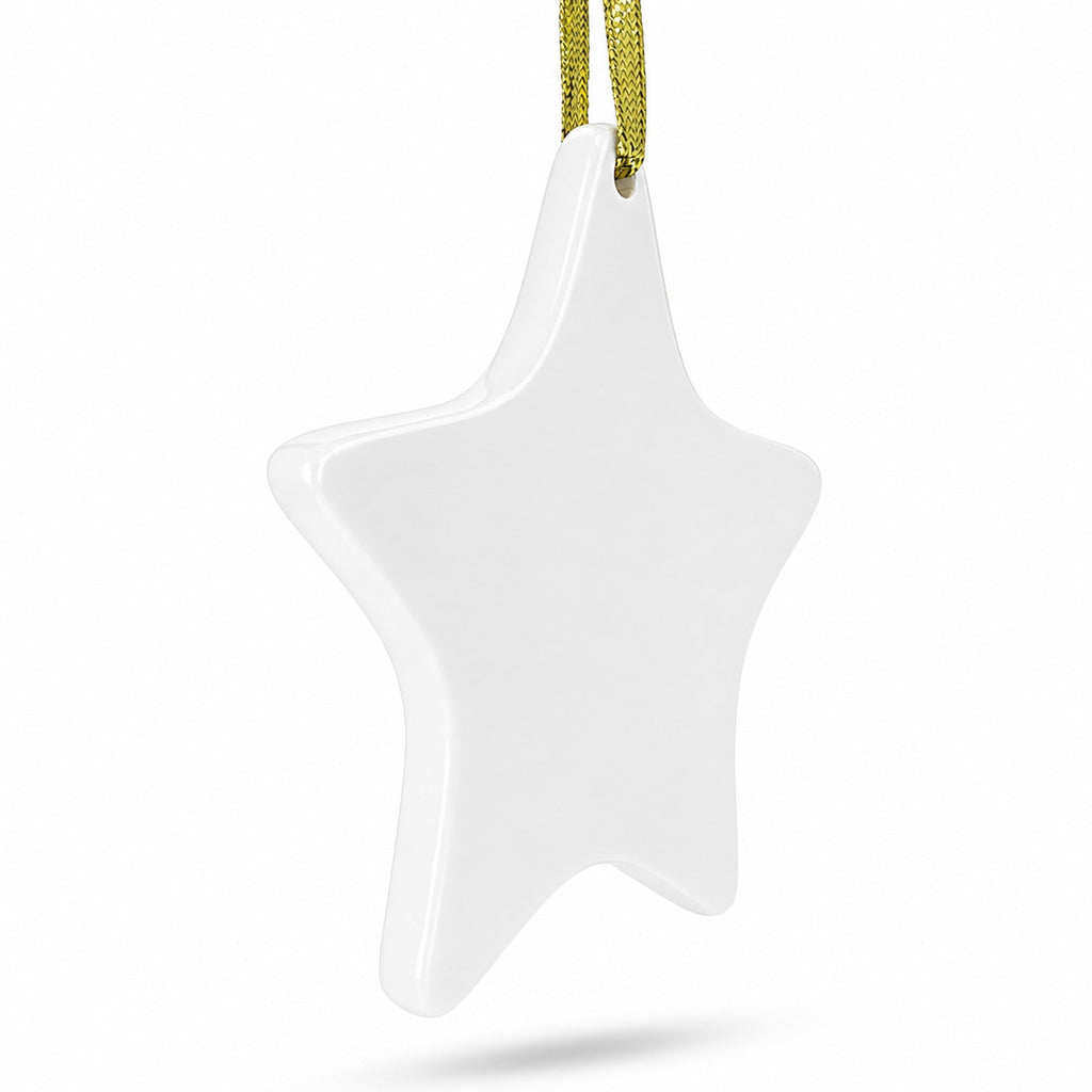 4.3-Inch Ceramic White Star Christmas Ornament