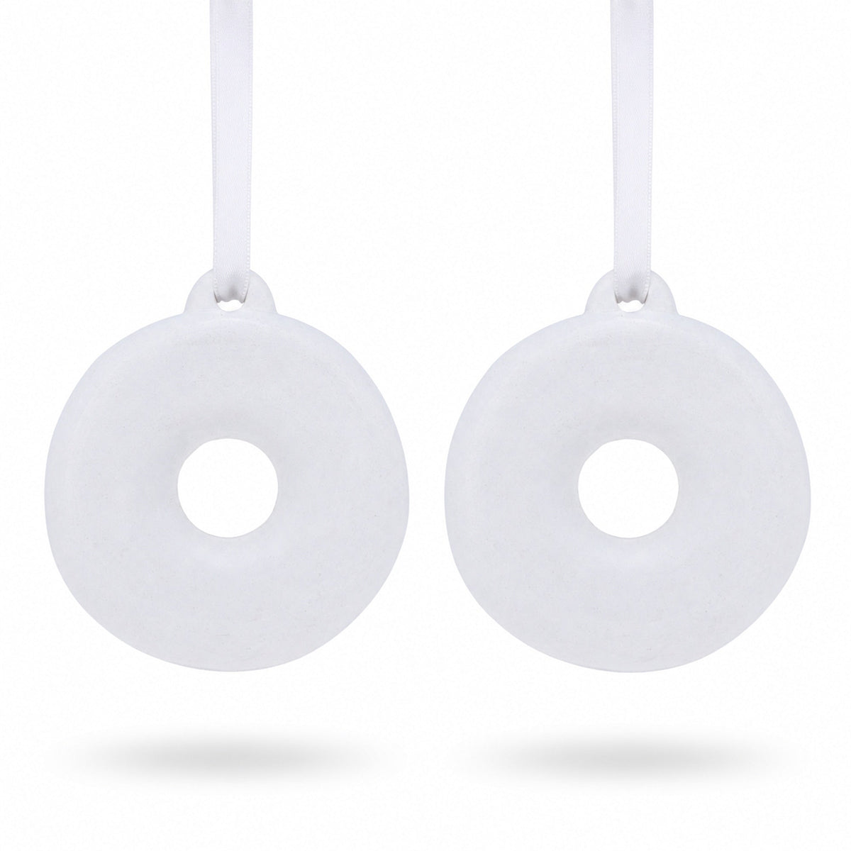 Set of 2 Plaster Donuts Christmas Ornaments 2.6 Inches