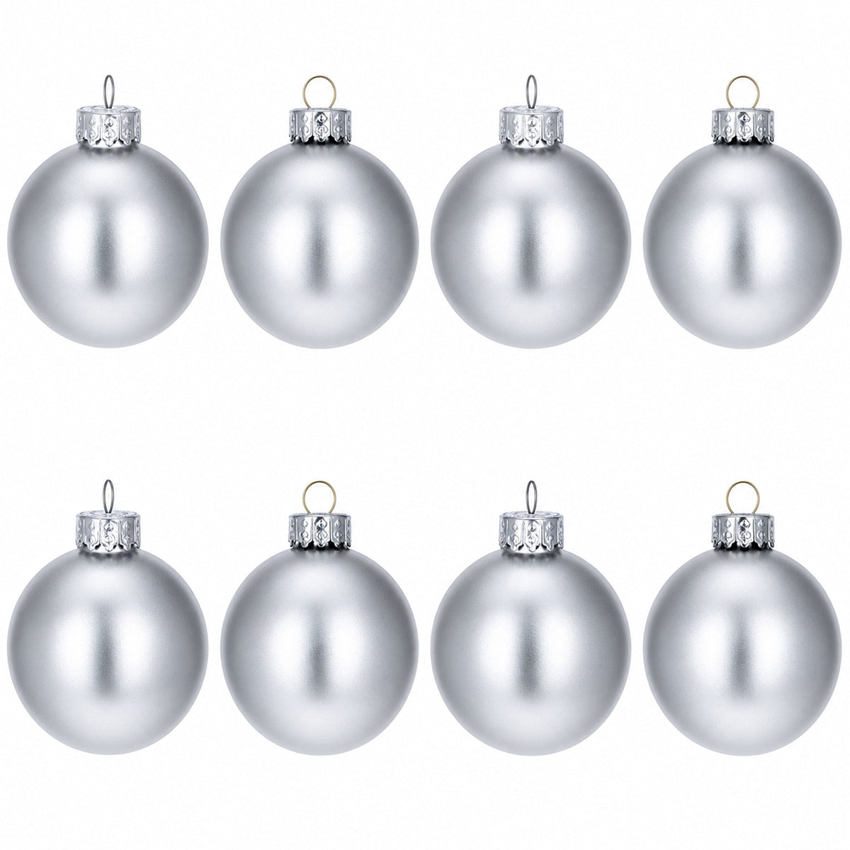 Set of 8 Shiny Silver Glass Christmas Ball Ornament DIY Craft 2.6 Inches