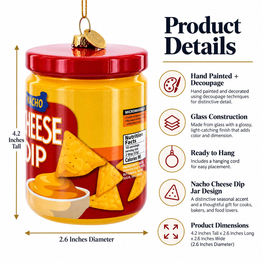 Nacho Cheese Dip Jar Glass Christmas Ornament