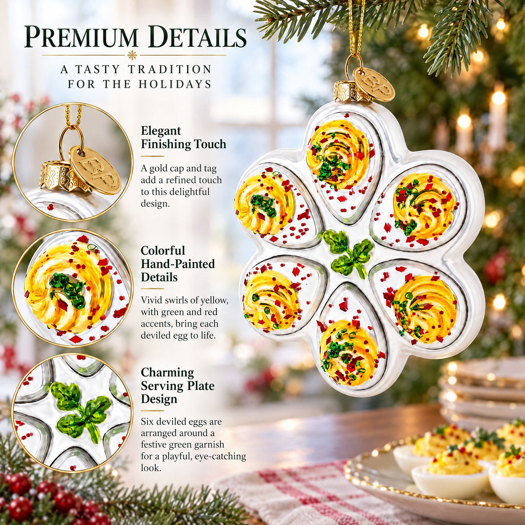 Deviled Egg Serving Plate Glass Christmas Ornament