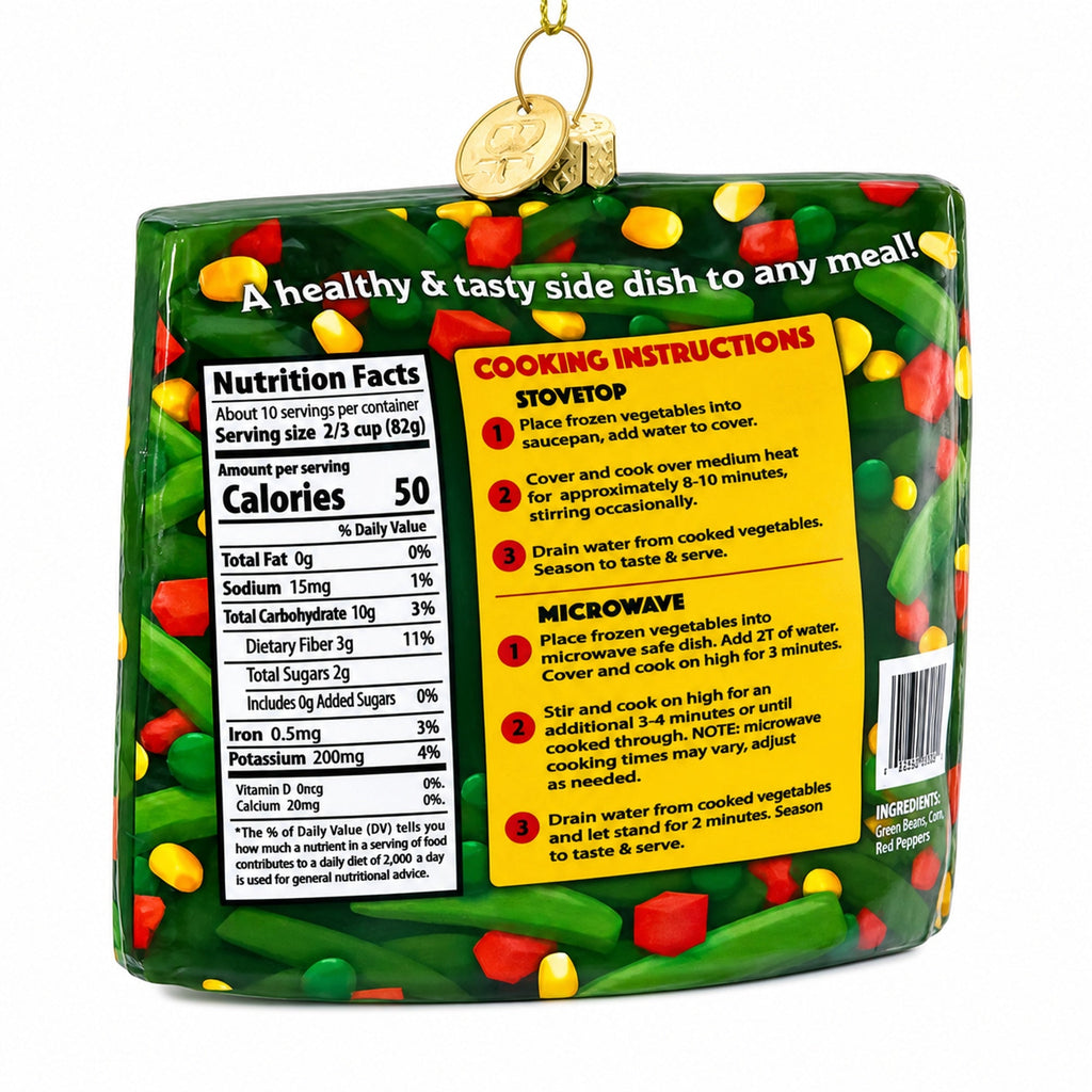 Mixed Vegetables Frozen Box Glass Christmas Ornament