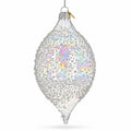 Iridescent Frosted Teardrop Glass Christmas Ornament