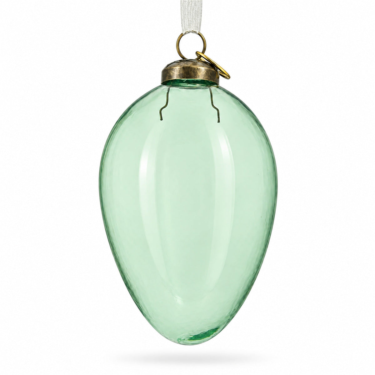 Oval Vintage Style Clear Glass Egg Christmas Ornament