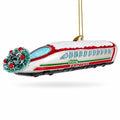 Bullet Train Express Glass Christmas Ornament