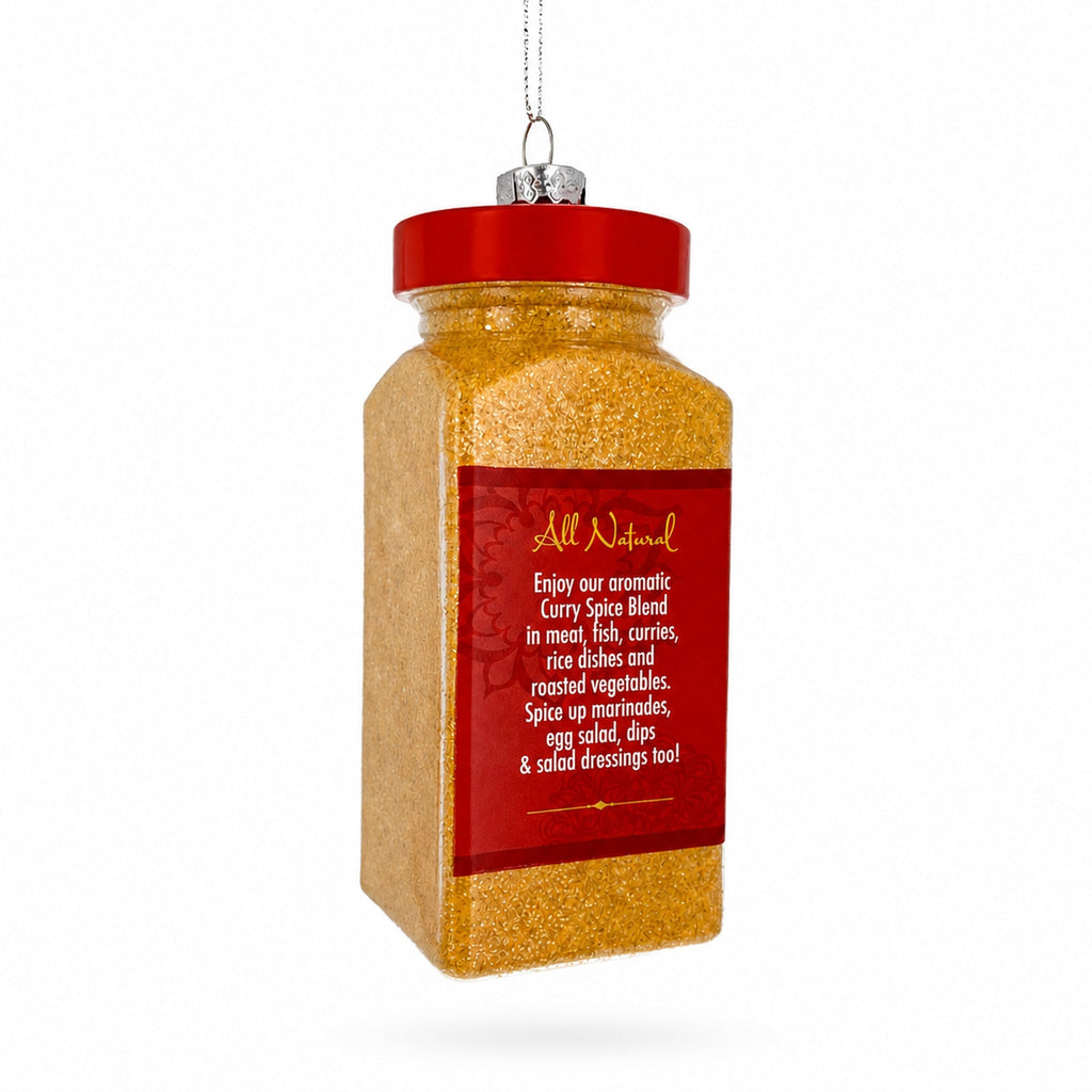 Curry Powder Spice Jar Glass Christmas Ornament