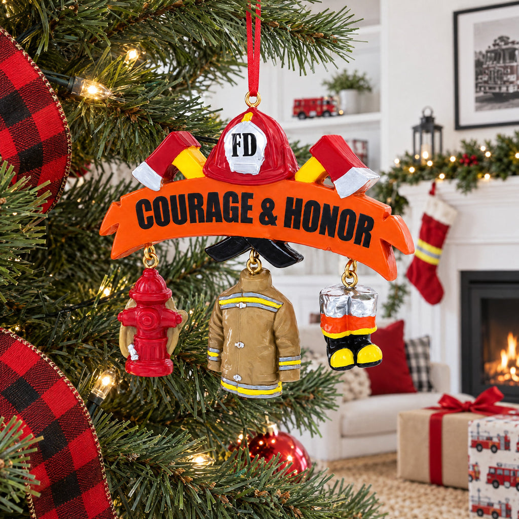 Firefighter Courage And Honor Resin Christmas Ornament