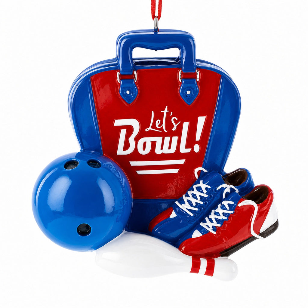 Let's Bowl Bowling Bag Pins Resin Christmas Ornament