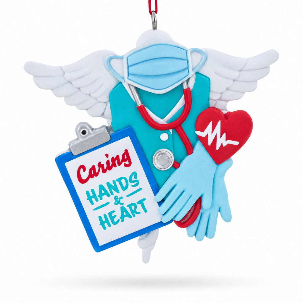 Healthcare Professional Caring Hands And Heart Resin Christmas Ornament