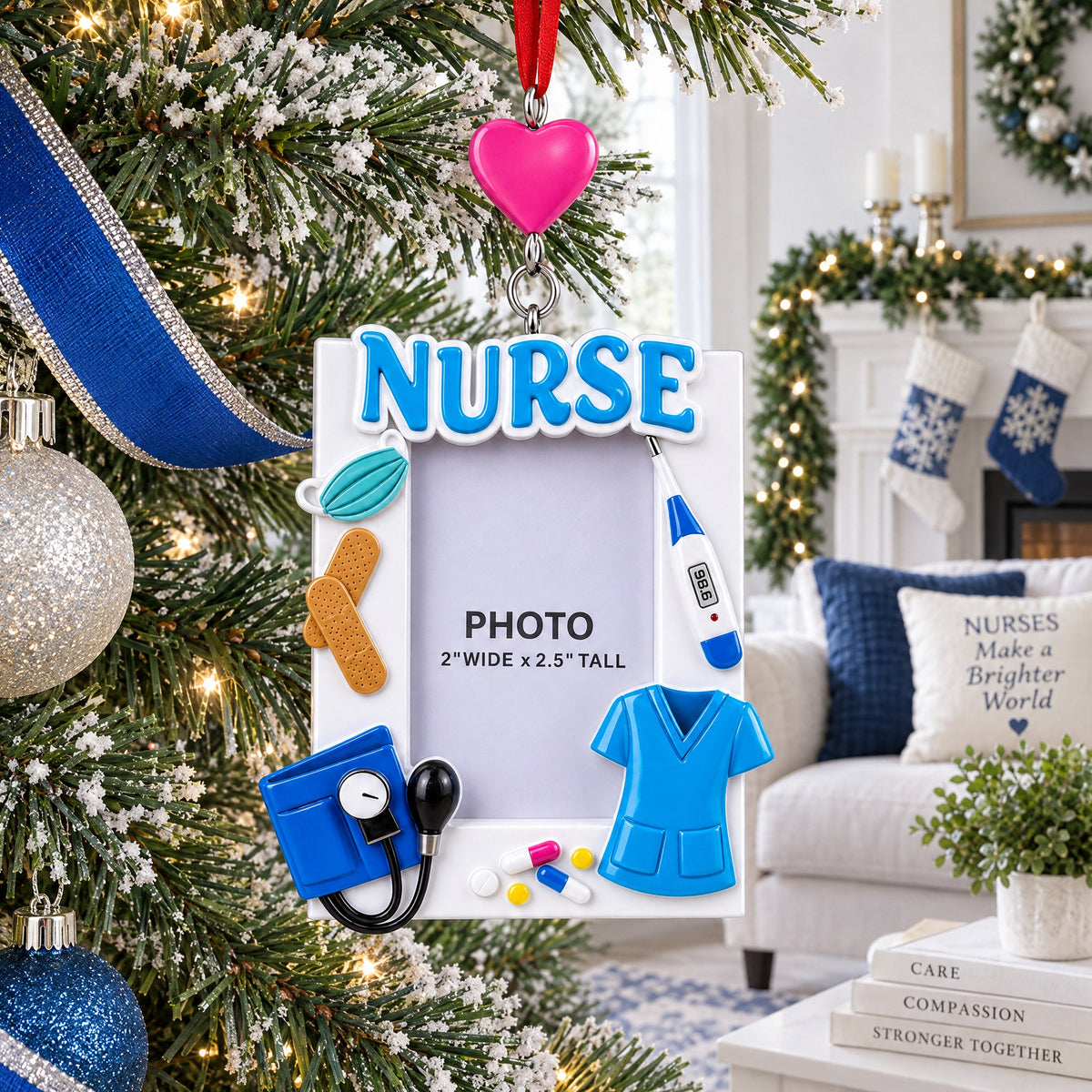 Nurse Medical Picture Frame Resin Christmas Ornament