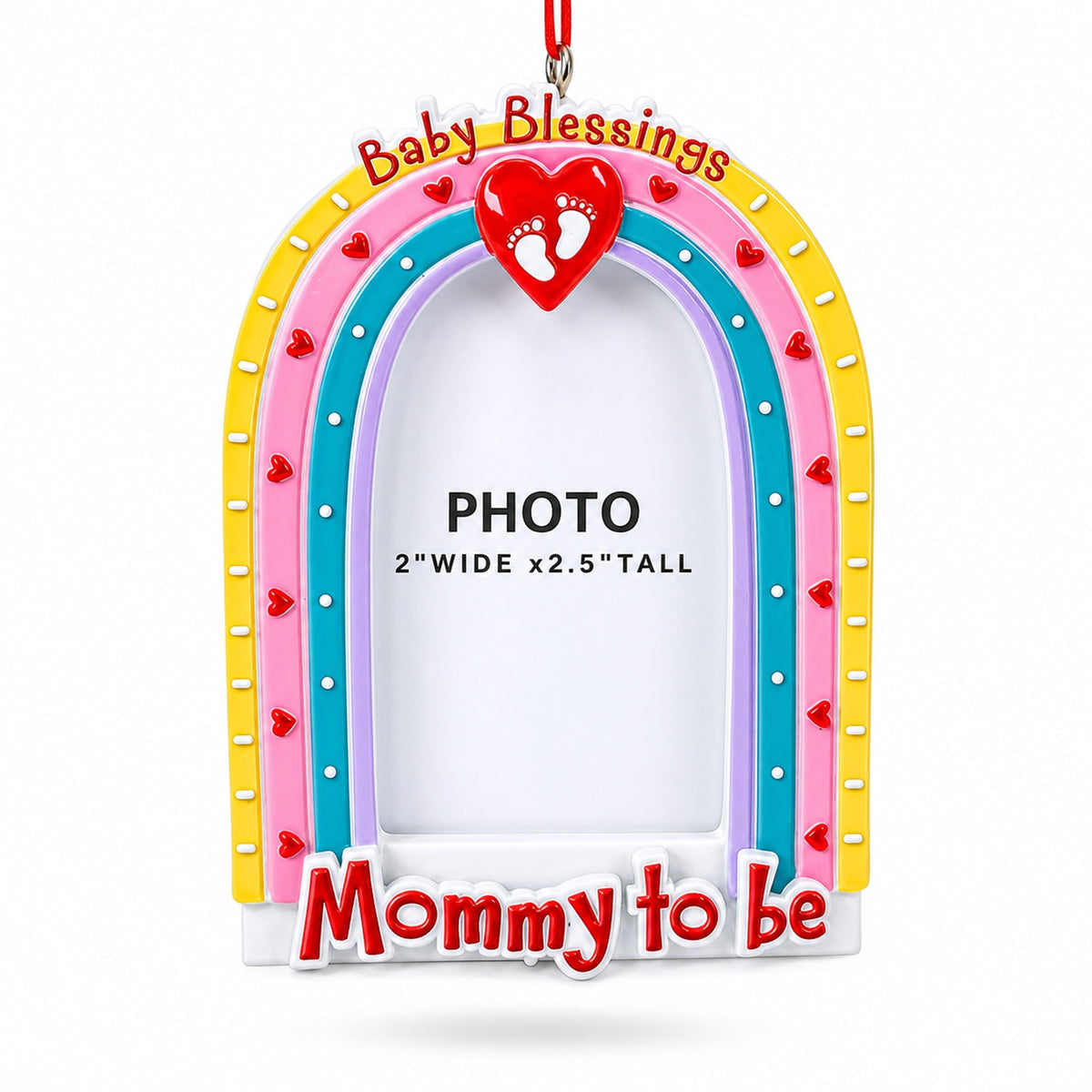 Mommy To Be Rainbow Picture Frame Resin Christmas Ornament