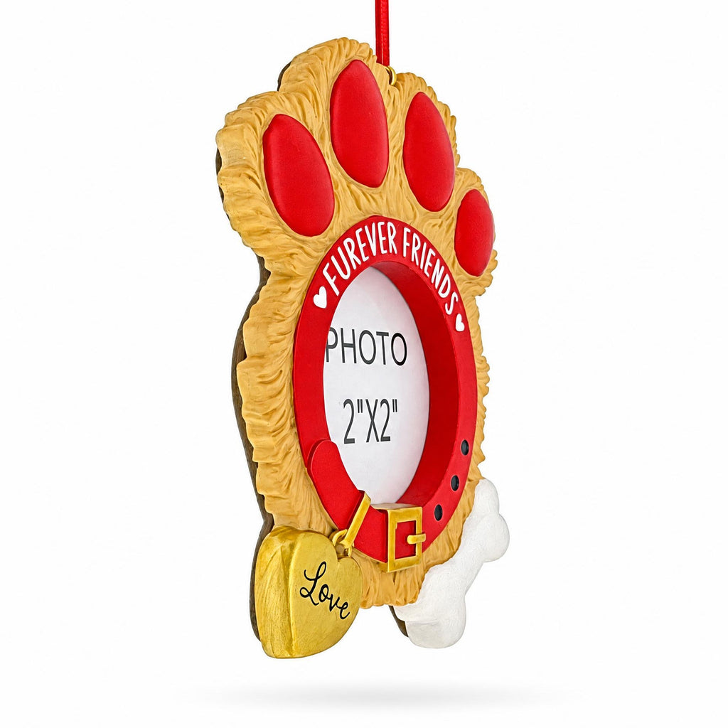 Dog Collar Paw Print Picture Frame Resin Christmas Ornament