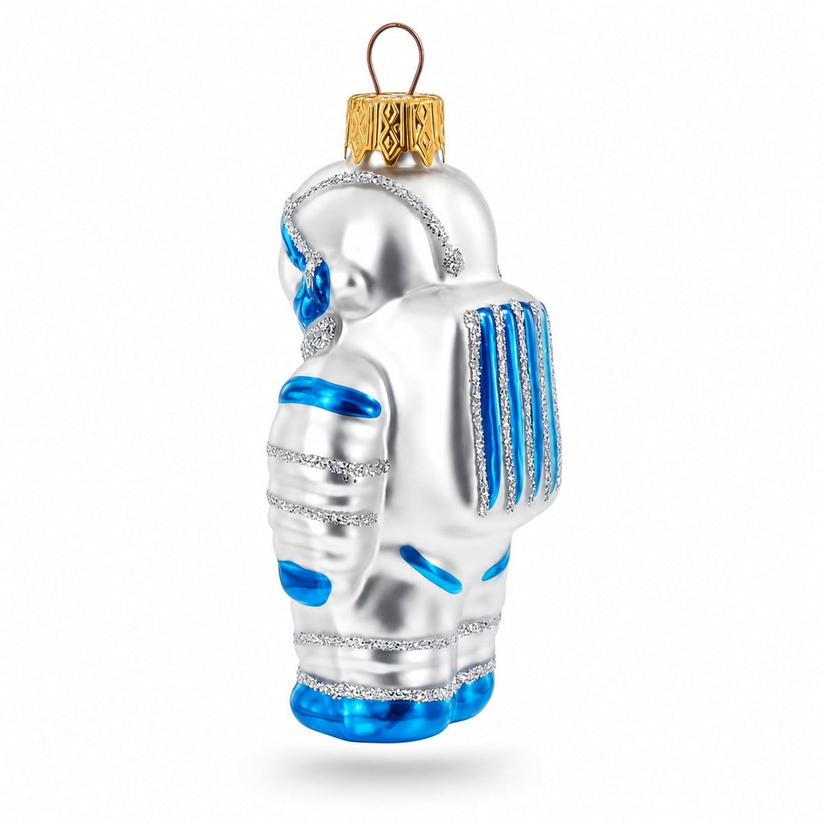 Astronaut in Blue Spacesuit Glass Christmas Ornament