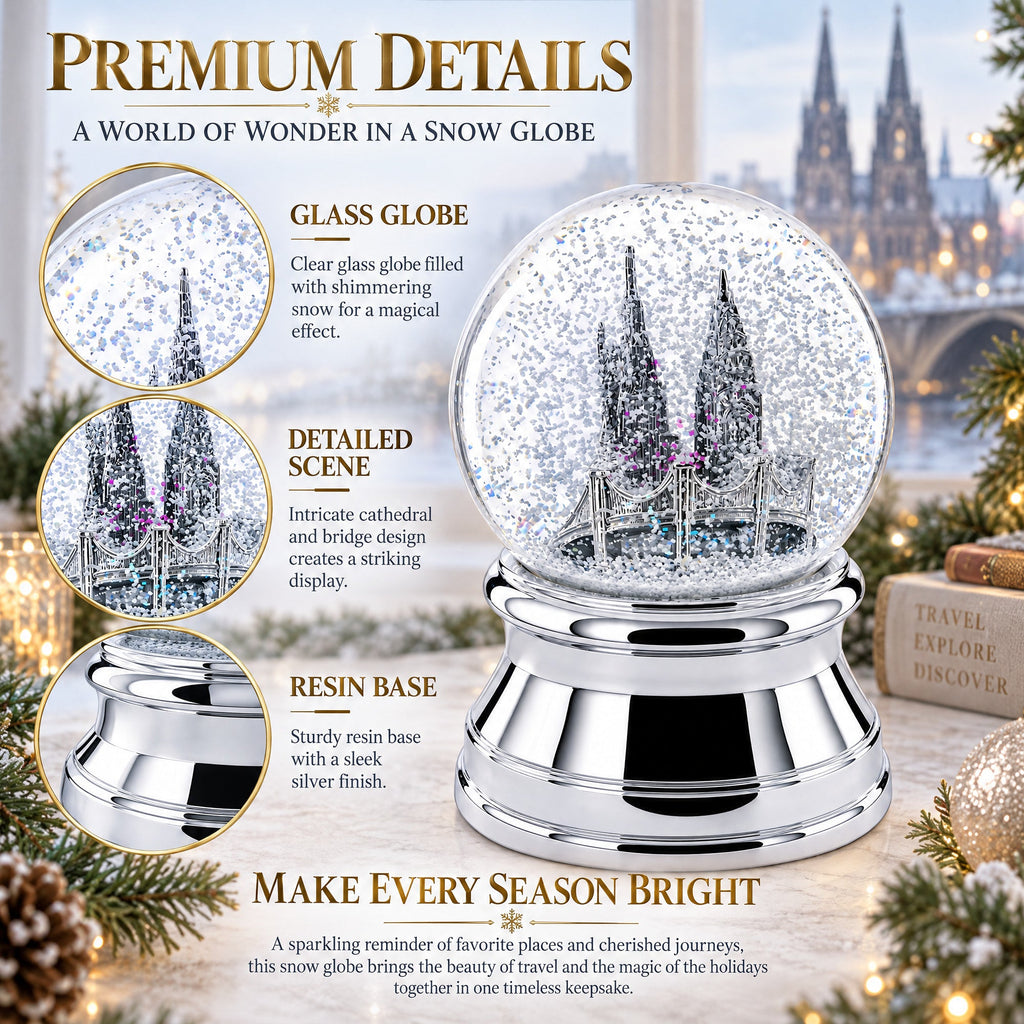 New York City Skyline with Silver Base Water Snow Globe