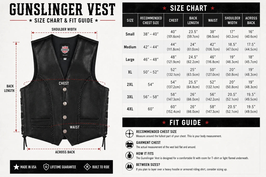 Legendary Gunslinger Men's Leather Vest