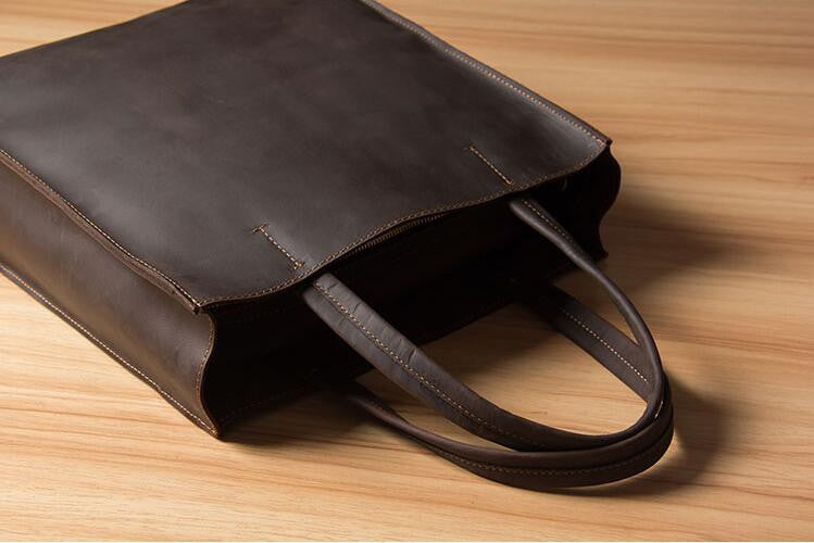 Handmade Crazy Horse Leather Tote Bag, Shopping Bag, Leather Shoulder Bag For Women