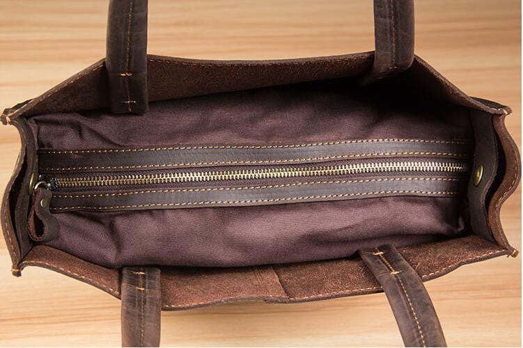 Handmade Crazy Horse Leather Tote Bag, Shopping Bag, Leather Shoulder Bag For Women