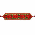 Poinsettia Flowers Christmas Tablecloth Holiday Runner 75 Inches